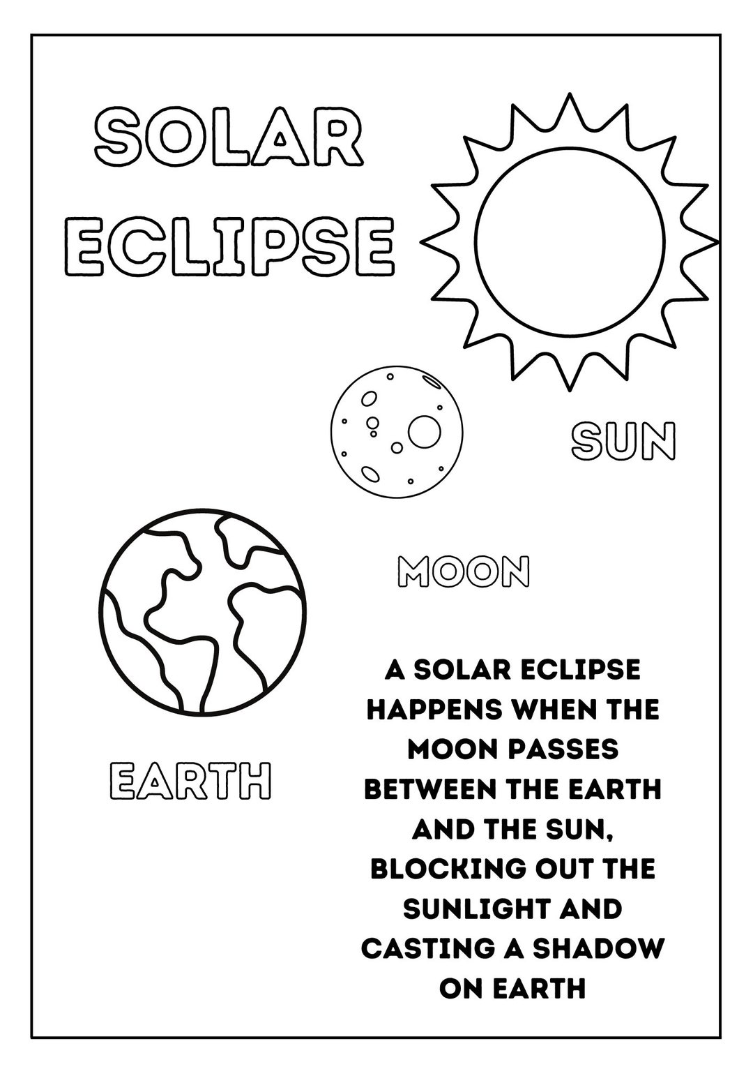 Total Solar Eclipse Coloring Pages Etsy