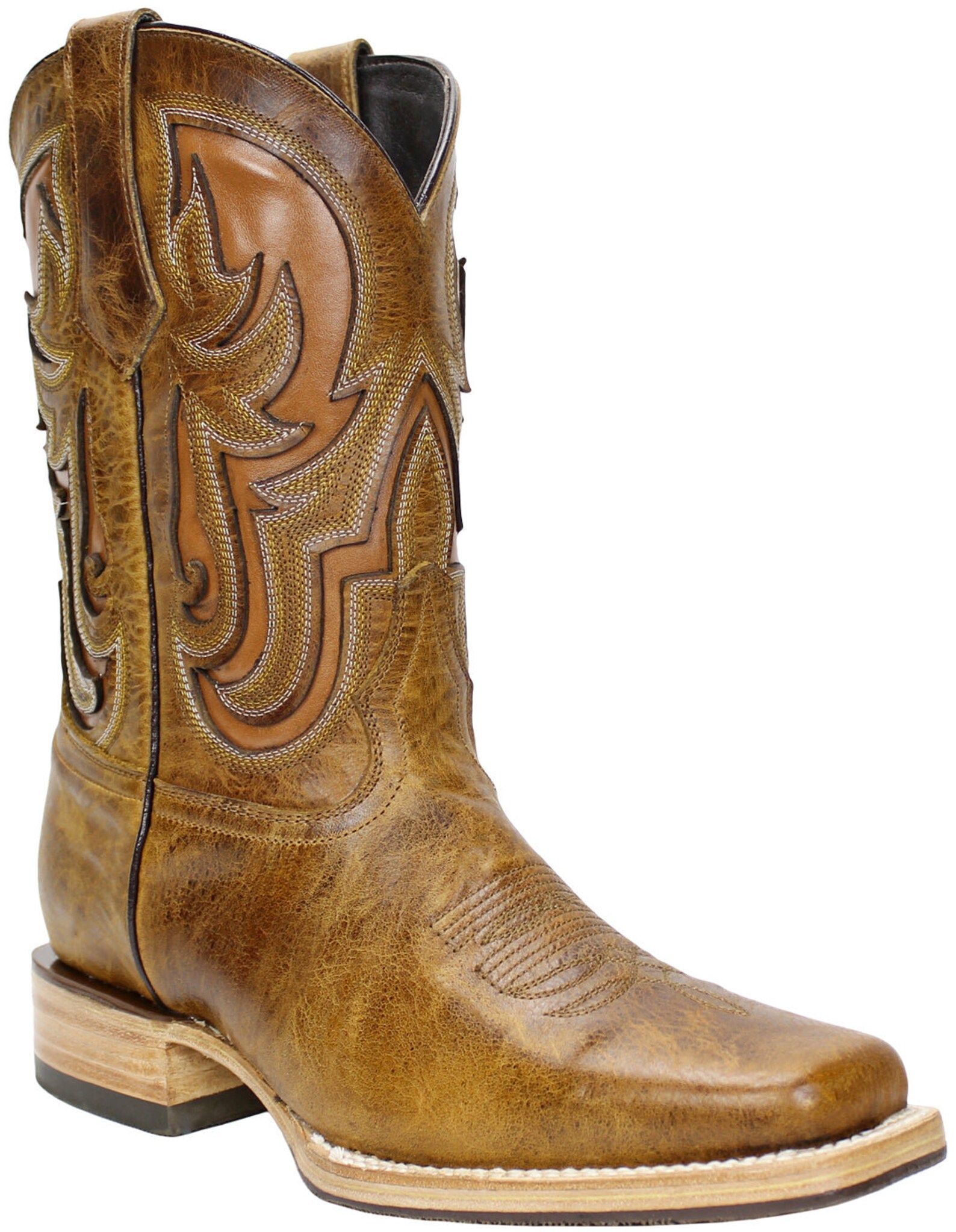 Men Genuine Leather Handcrafted Quality Western Square Toe Honey Cowboy ...