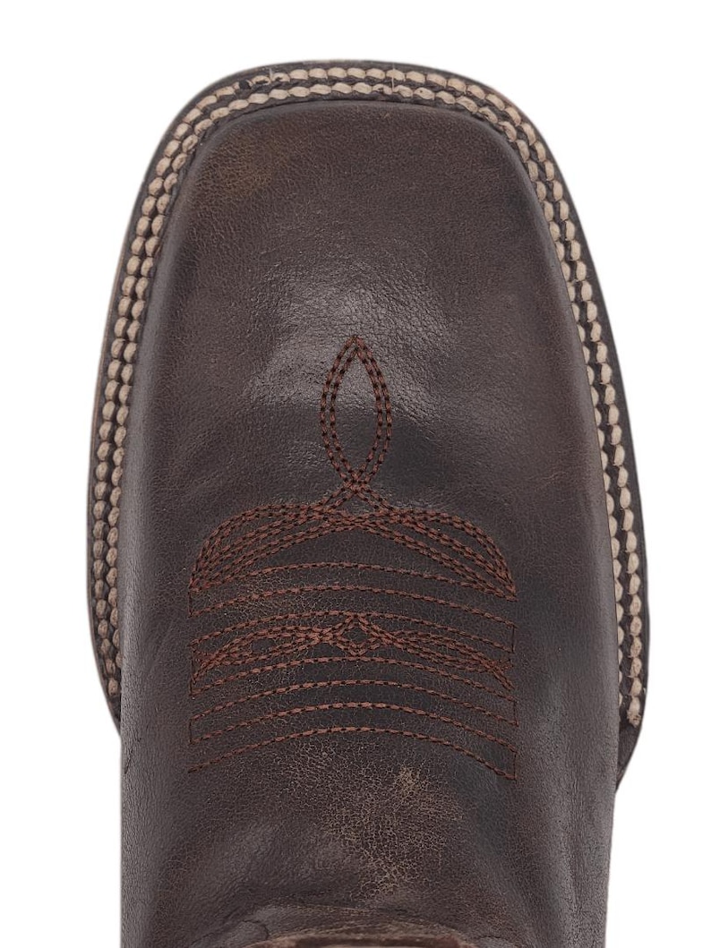 Men Genuine Leather Western Wide Square Toe Brown Boots - Handcrafted Quality immagine 4