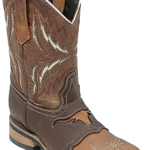 Men Genuine Leather Quality Handcrafted Western Square Toe Tobacco Boots image 1