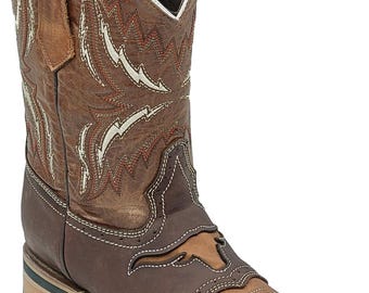 Men Genuine Leather Quality Handcrafted Western Square Toe Tobacco Boots