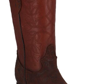 Ladies Genuine Leather Square Toe Shedron Boots - Handcrafted Quality Boots