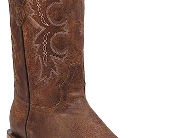 Men Genuine Leather Western Wide Square Toe Shedron Boots - Handcrafted Quality
