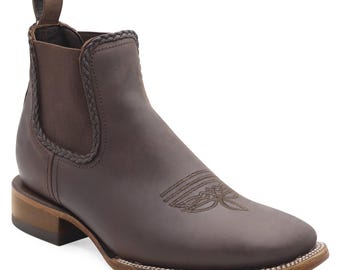 Silverton Ellie All Leather Square Toe Short Boots (Brown)