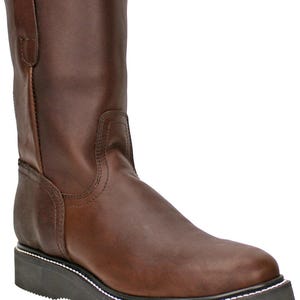 Mens Genuine Leather Rubber Sole Brown Work Boots - Quality Handcrafted Leather
