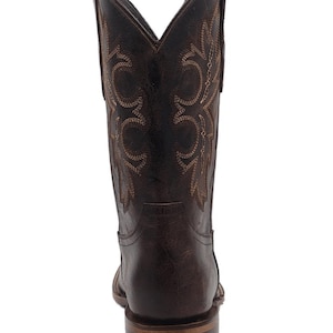 Men Genuine Leather Western Wide Square Toe Brown Boots - Handcrafted Quality immagine 5