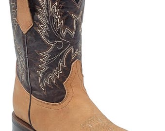 Vintage Santa Fe Boot Co Broken-in Black Leather Square Toe  display picture 2