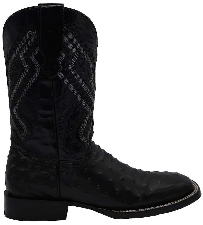 Ostrich Print Square Toe Cowboy Boots Mink