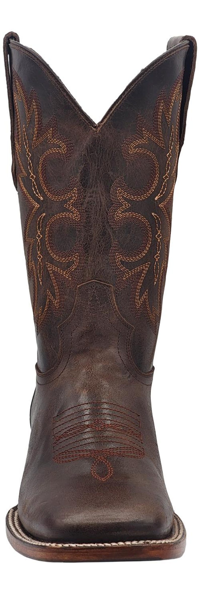 Men Genuine Leather Western Wide Square Toe Brown Boots - Handcrafted Quality immagine 3