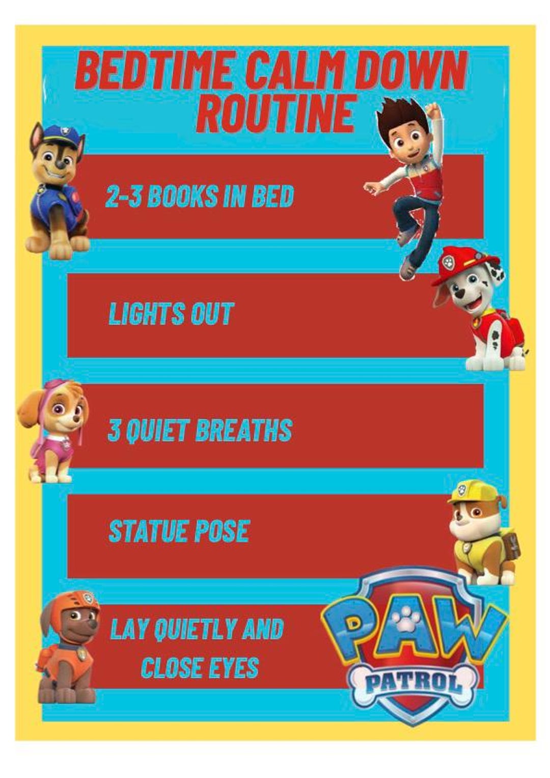 Bedtime Routine Chart for Kids | Calm Down Visual Schedule | Toddler ...