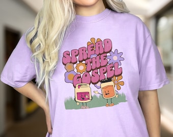 Christian Retro T-Shirt, Vibrant 80s Spread the Gospel Shirt, Bible School Graduate Gift, Comfort Colors Faith Based Tee, Jesus God Apparel
