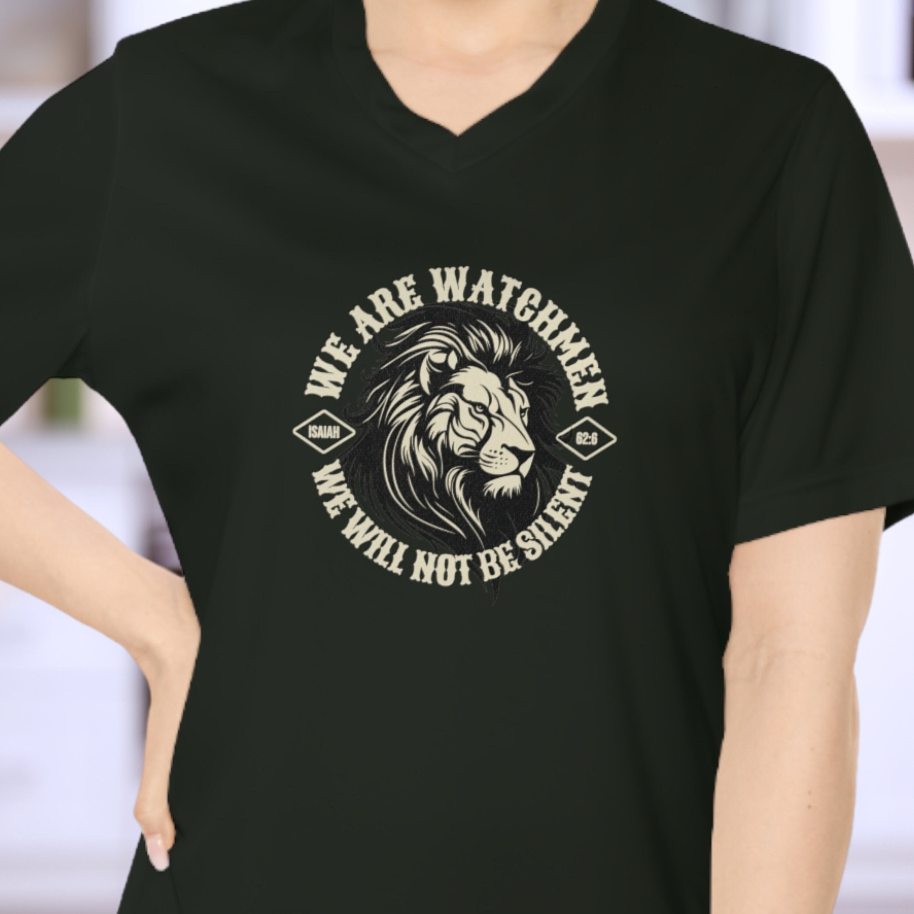 Christian Women V-Neck Shirt, We Are Watchmen Faith Based Tshirts, Bible Verse Womens Performance V Neck T-shirt Christmas Mother's Day Gift