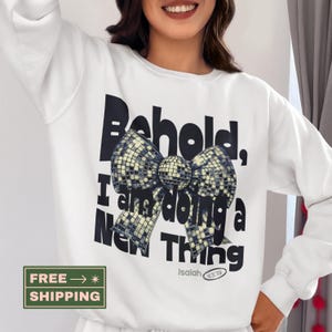 Trendy Christian Sweatshirt, Coquette Bow Bible Verse Crewneck, Aesthetic Women's Faith Apparel, Preppy Faith Sweatshirt Christian Girl Gift