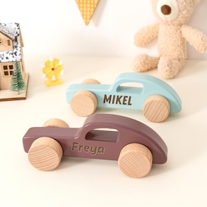 Personalized Wooden Toy Car - Custom Toy Cars with Names  for Kids, Baby Shower Gift, Birthday First Christmas Present for Preschool Toddler