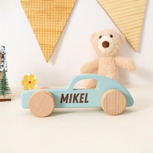 Personalized Wooden Name Car for Toddlers, Customized Kids Toy Vehicle, First Birthday Gift Christmas Present for Boys Girls, Nursery Decor