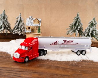 Personalized Oil Tanker Truck Toy: Custom Name, Durable Play Vehicle