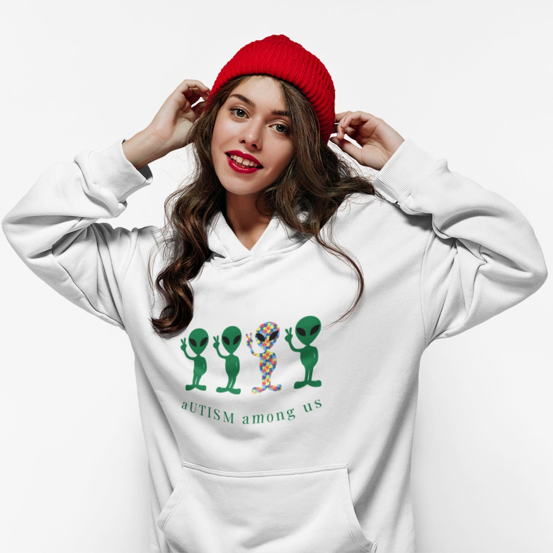 Unisex & Eco-friendly Raglan Alien Hoodie AUTISM AMONG US - Etsy