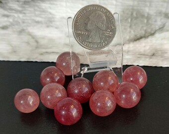 Mini Strawberry Quartz Spheres, strawberry quartz, mini crystal spheres, crystals fro wire wraping jewelry making, crystal gift pink crystal
