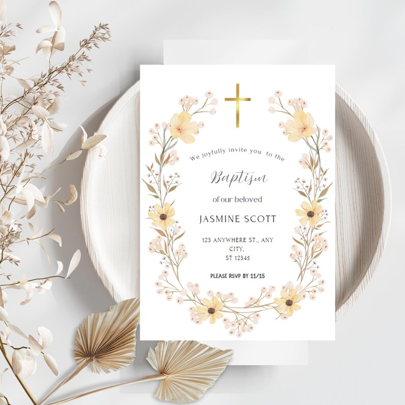 Wildflower Christening Catholic Baptism First Communion Girl 1st Holy