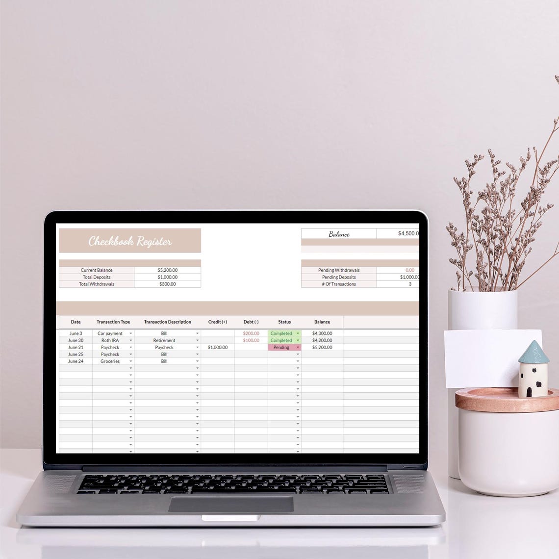 Checkbook Register, For, Expense Log Digital Checkbook Register ...