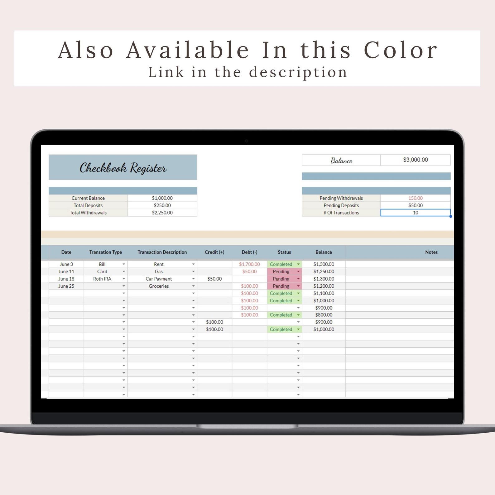 Expense Register Format Checkbook Register, For, Expense Log Digital Checkbook Register ...