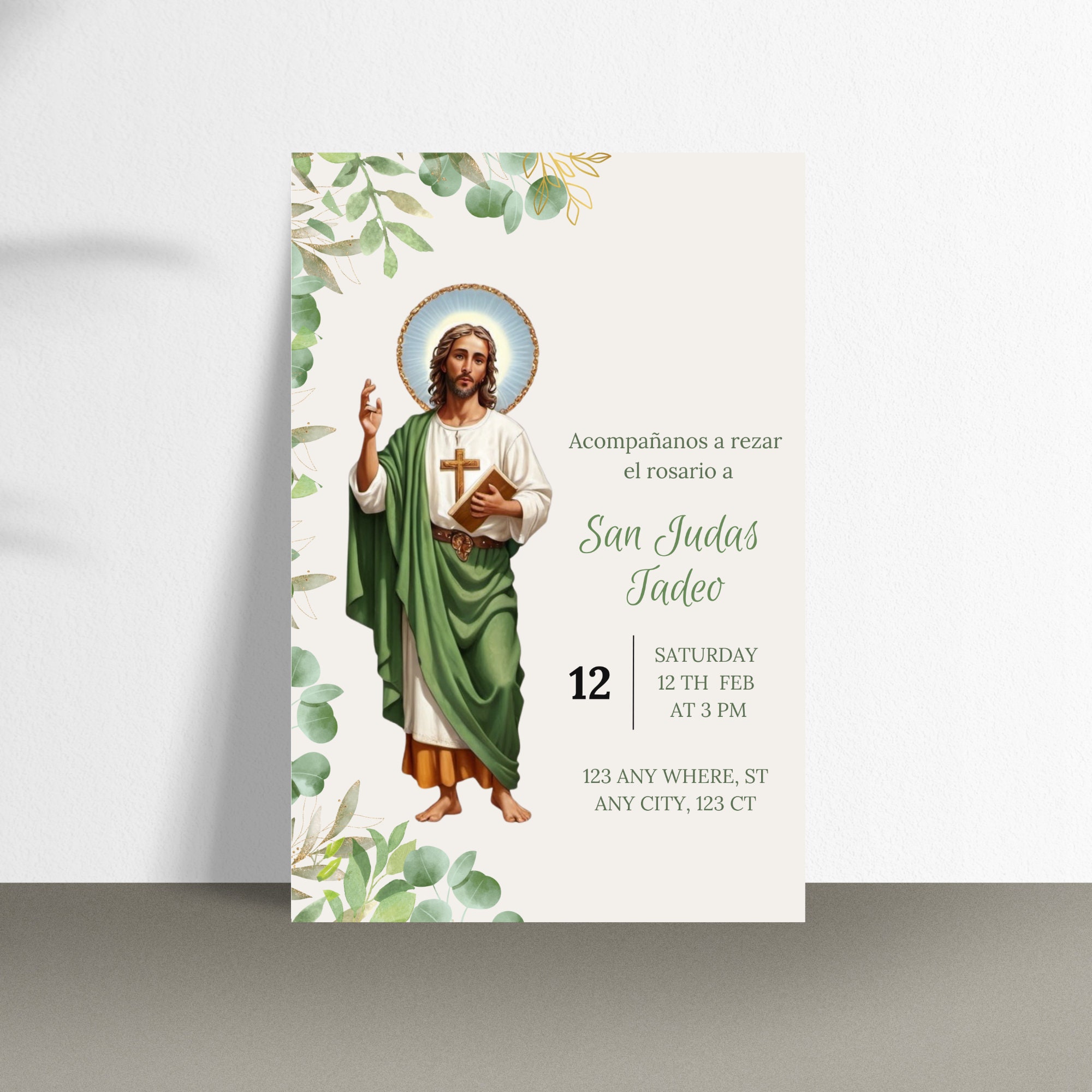 Invitación Editable San Judas, Invitacion San Judas, Invitación Rosario