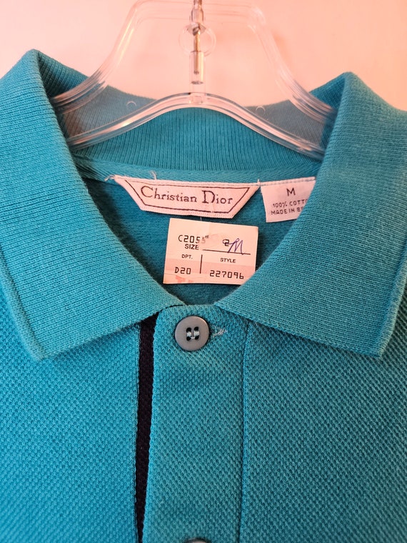 Vintage Men's Designer Turquoise Long Sleeve Polo… - image 4
