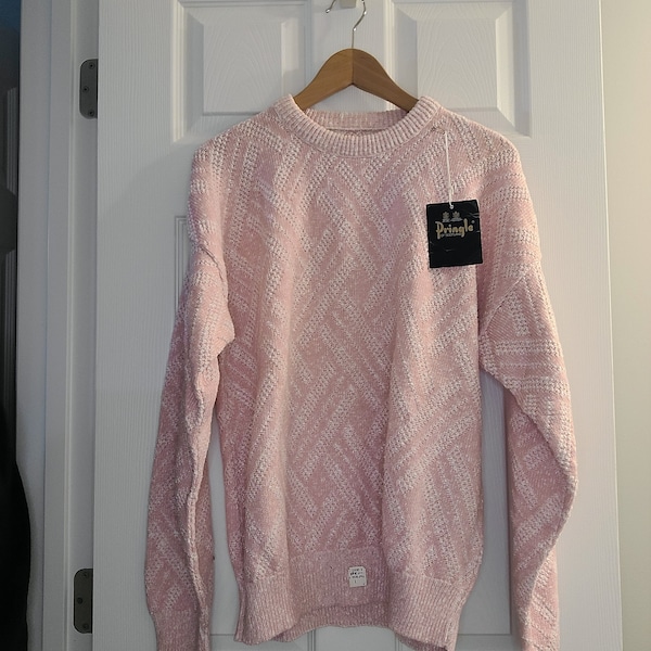 Vintage Pringle of Scotland Bubble Gum Pink Sweater - Size Large, Original Tags, 1970's