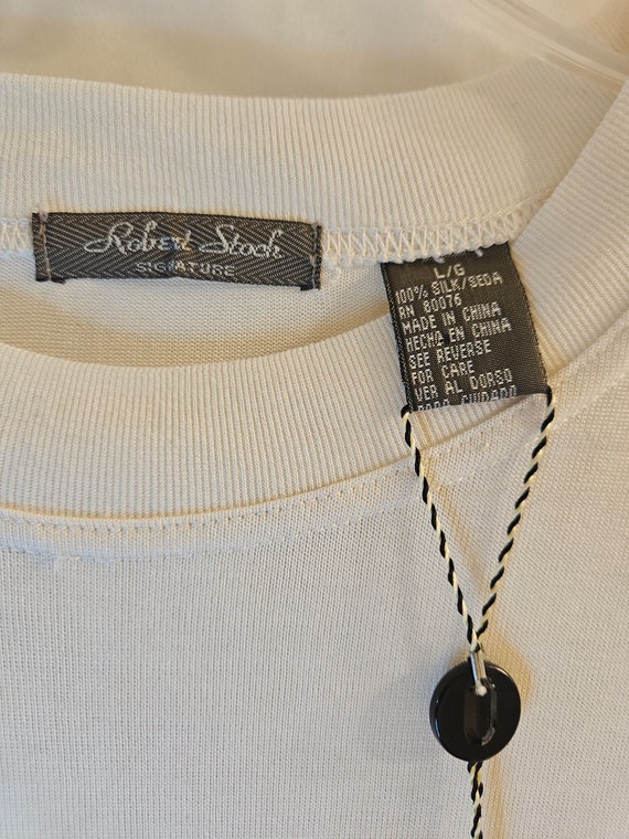 Vintage Robert Stock Short Sleeve Cream Silk Crew… - image 4