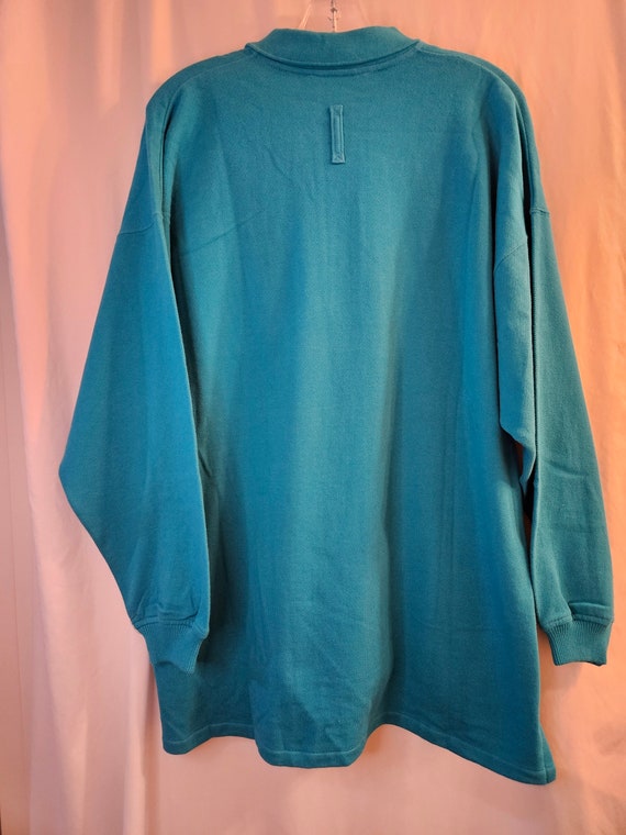 Vintage Men's Designer Turquoise Long Sleeve Polo… - image 8