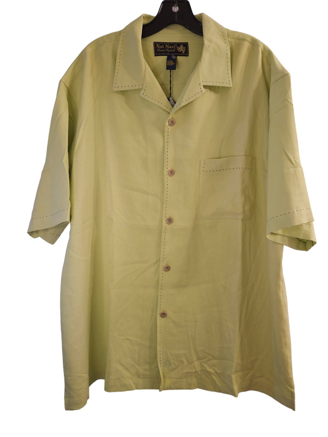 Nat Nast Luxury Originals Silk Shirt - Size Large, Yellow Nat Nast Luxury Originals Silk Shirt - Size Large, Yellow