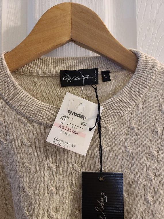 Vintage Enzo Mantovani Cashmere Silk Blend Cable Knit Sweater Beige Size Large Original Tags Italian Made Etsy