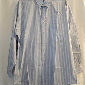 Vintage Hugo Boss New Classic Blue & White Vertical Striped Shirt - Never Worn, 1990s, Original Tag Attached