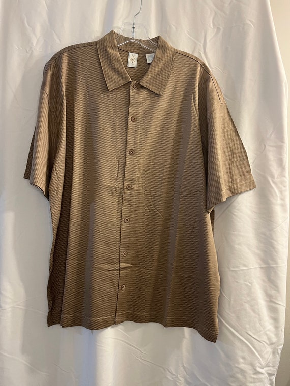 Burma Bibas Vintage Checkered Short Sleeve Button-Down - Brown/Beige, Size Large, Original Tags