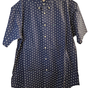 Vintage Tommy Hilfiger Short Sleeve Button Down - Blue w/ Diamond Pattern, Medium - Original Tags