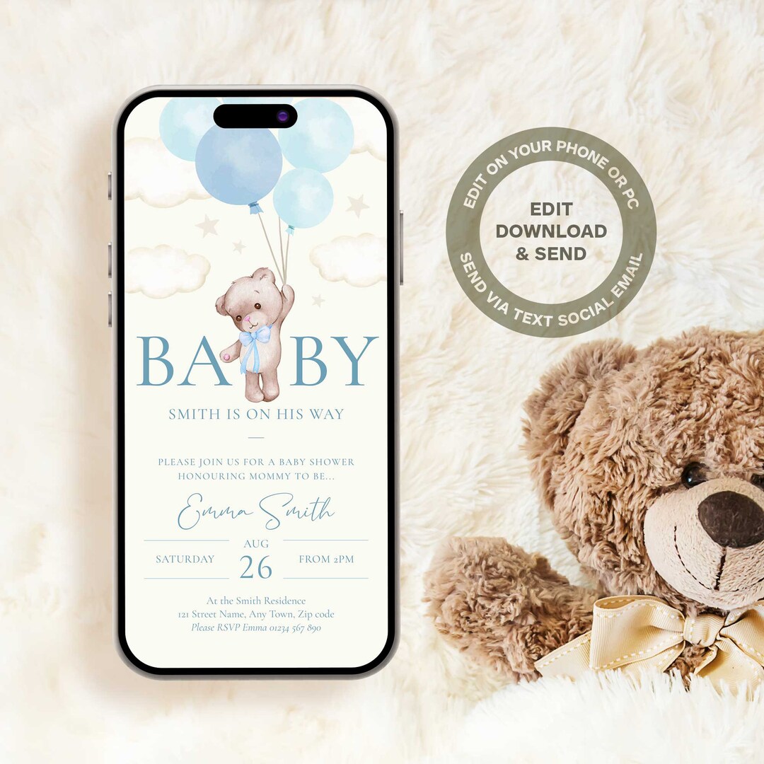 Evite Baby Shower EDITABLE EINVITE TEMPLATE Baby Shower Etsy