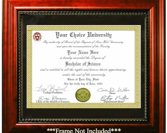 Generic Diploma Replacement | Printed & Shipped to you | Custom Made | Gold Seal