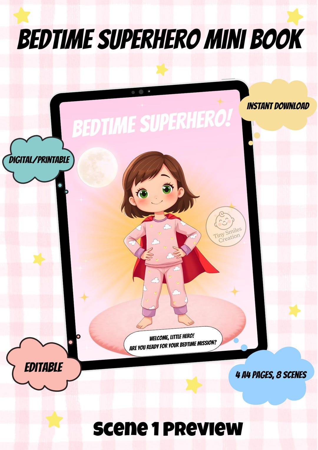 Superhero Bedtime Routine Book for Girls, Editable Digital Story ...