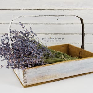 Rare, Handmade Antique Wood Flower Trug/Berry Basket with Metal Handle | Farmhouse, Cottage, French Country Primitive Home Decor/Tote