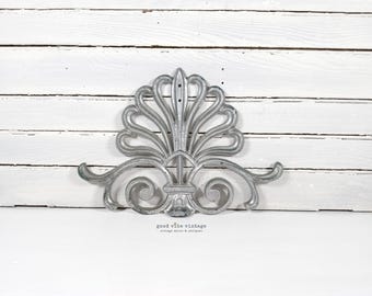 Vintage Solid Cast Aluminum Scroll Gate Crest/Finial/Pediment/Applique - Ornamental Salvaged Decor