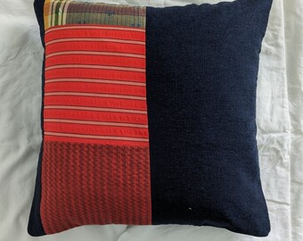 Bold ace&jig 17x17 Quilted accent pillow cover // sustainably sourced, upcycled materials // bold graphic // yarn dyed