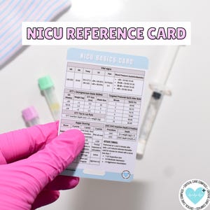 Scheda di riferimento sulle basi neonatali / Perfetta per i professionisti della TIN, PICU o del reparto travaglio e parto / Da attaccare al porta-badge, divertente guida alla terapia intensiva