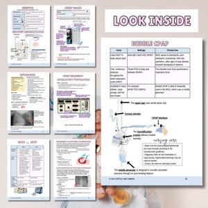 May include: A diagram illustrating the use of bubble CPAP for infants. The diagram shows a CPAP machine with a humidifier, oxygen blender, and a water bag. The text explains the settings and clinical uses of bubble CPAP, including respiratory distress syndrome (RDS), apnea of prematurity, and post-extubation care. The text also mentions that bubble CPAP is frequently used in the neonatal intensive care unit (NICU).