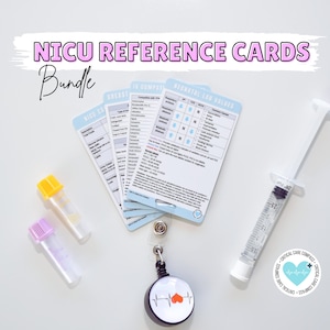 Pacote de cartões de referência da UTIN, cartões de crachá para enfermeiras neonatais ou de enfermagem materno-infantil, anexar ao rolo de crachás, guia divertido de cuidados intensivos