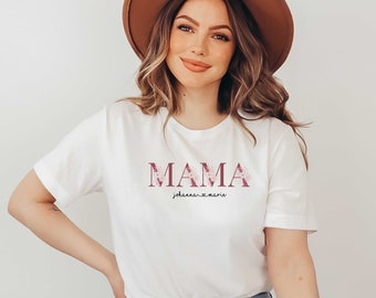 Benutzerdefinierte Mama Shirt, Mama Shirt mit Namen, personalisierte Mama T-Shirt, Muttertag Shirt, Geschenk für Mama, Mama Shirt mit Namen der Kinder