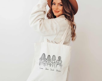 Benutzerdefinierte Bestie Tote, beste Freunde Geschenk, Leinen Einkaufstasche, personalisierte Tasche, benutzerdefinierte Tasche, Freunde Geschenk, Geburtstagsgeschenk, benutzerdefinierte Freunde Einkaufstasche