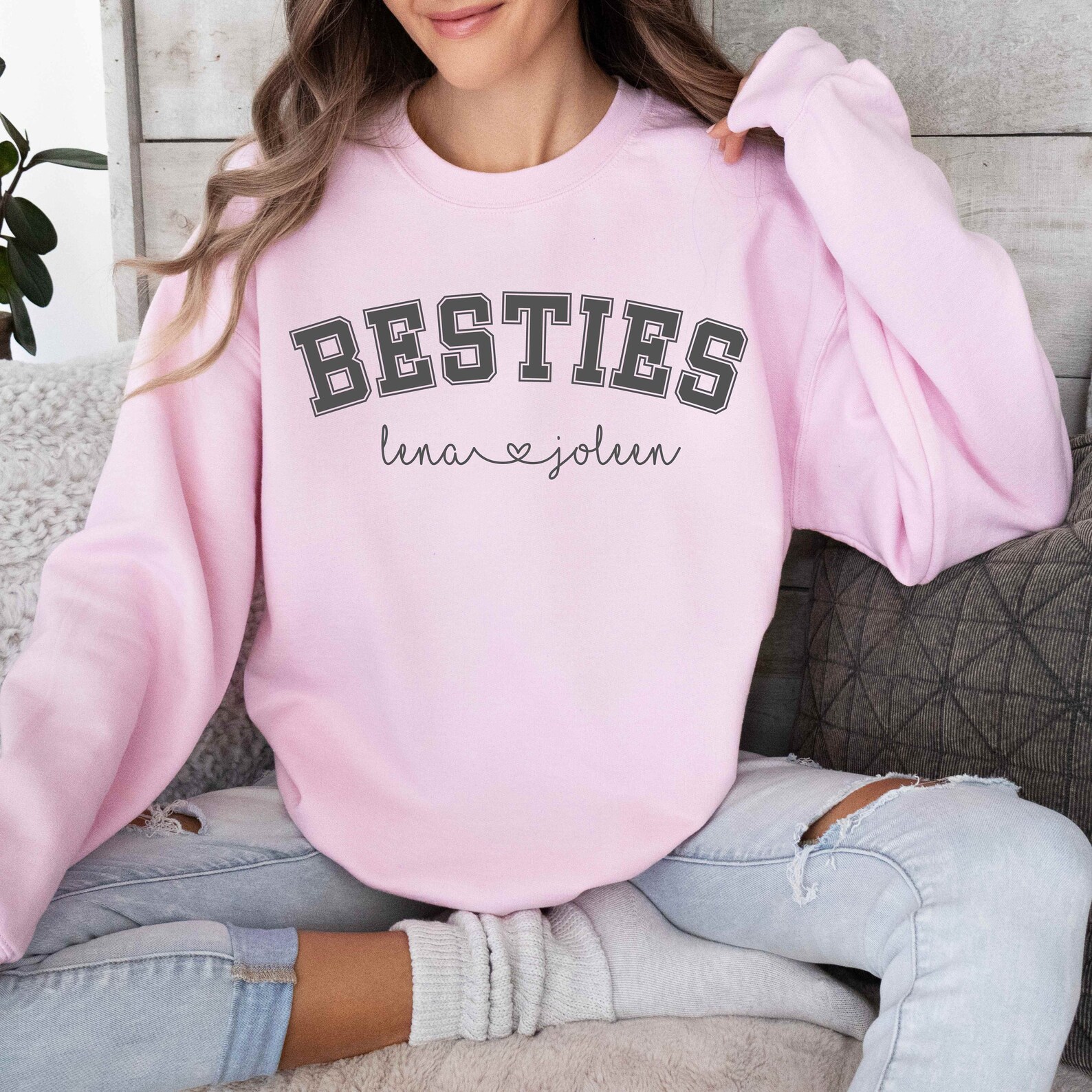Girls Green Best Friend Graphics Round Neck Sweatshirt