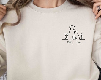 Custom Dog and Cat Sweatshirt, Dog Mom Sweatshirt, Dog Lover Sweatshirt, Custom Dog Cat Sweatshirt, Cat lover shirt, Pet Lover Sweatshirt