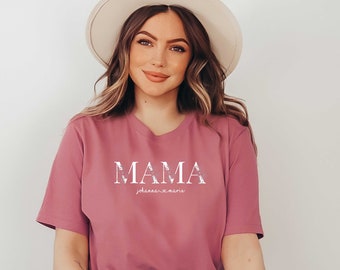 Benutzerdefinierte Mama Shirt, Mama Shirt mit Namen, personalisierte Mama T-Shirt, Muttertag Shirt, Geschenk für Mama, Mama Shirt mit Namen der Kinder