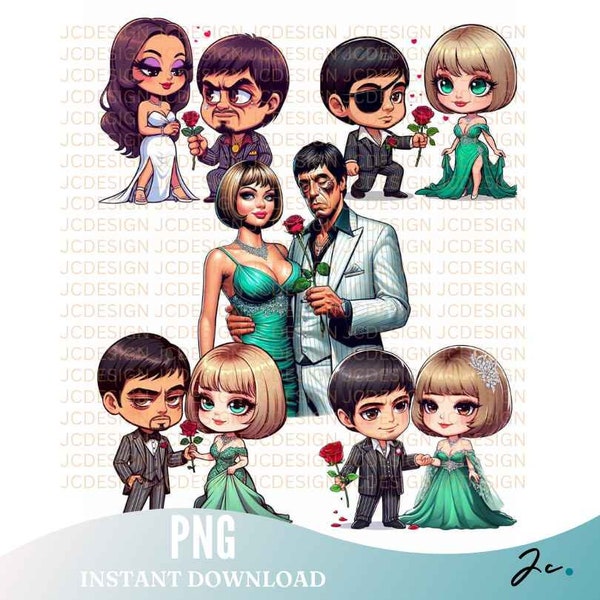 SCARFACE BUNDLE png, tony , world is yours, love , couple png, elvira png,  cute png, instant download.